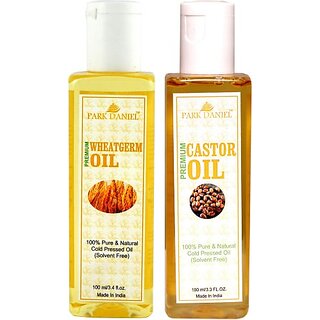                       PARK DANIEL Organic Wheatgerm oil and Castor oil combo pack of 2 bottles of 100 ml(200 ml) Hair Oil (200 ml)                                              