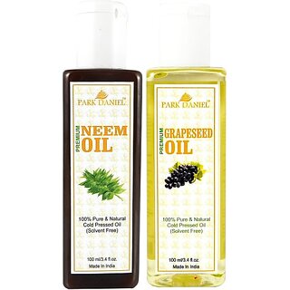                       PARK DANIEL Premium Neem oil and Grape seed oil combo of 2 bottles of 100 ml (200ml) Hair Oil (200 ml)                                              