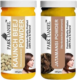 PARK DANIEL Pure & Natural Kaunch Beej Powder & Jatamansi Powder Combo Pack of 2 Bottles of 100 gm (200 gm ) (200 ml)