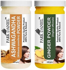PARK DANIEL Premium Ashwagandha Powder & Ginger Powder Combo Pack of 2 Jars of 100 gms(200 gms) (200 ml)