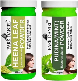 PARK DANIEL Pure & Natural Henna Leaf Powder & Pudina(Mint)Powder Combo Pack (200 ml)