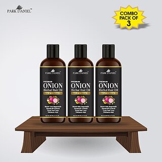 PARK DANIEL Premium Onion Herbal Hair Oil - For Hair Growth Combo Pack of 3 bottle of 200 ml(600 ml) Hair Oil (600 ml) PARK DANIEL Premium Onion Herbal Hair Oil - For Hair Growth Combo Pack of 3 bottle of 200 ml(600 ml) Hair Oil (600 ml)
