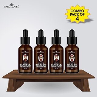                       PARK DANIEL Exclusive Beard Oil(100% Pure & Natural Ingredients) -Suitable for Patchy beard Combo pack of 4 Bottles of 30 ml(120 ml) Hair Oil (120 ml)                                              