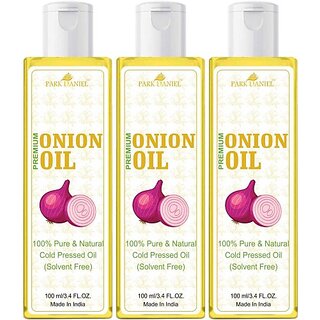 PARK DANIEL 100% Pure & Natural Onion Seed oil Combo pack of 3 bottles of 100 ml(300 ml) Hair Oil (300 ml)