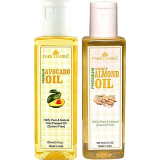                       PARK DANIEL Organic Avocado oil and Sweet Almond oil combo pack of 2 bottles of 100 ml(200 ml) Hair Oil (200 ml)                                              