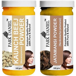 PARK DANIEL Pure & Natural Kaunch Beej Powder & Jatamansi Powder Combo Pack of 2 Bottles of 100 gm (200 gm ) (200 ml)