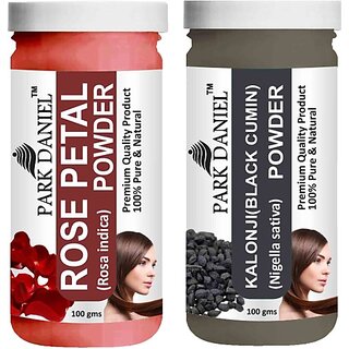 PARK DANIEL Pure & Natural Rose Petal Powder & Kalonji(Black Cumin) Powder Combo Pack of 2 Bottles of 100 gm (200 gm ) (200 ml)