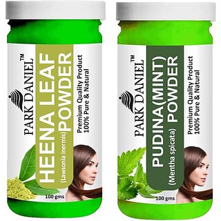 PARK DANIEL Pure & Natural Henna Leaf Powder & Pudina(Mint)Powder Combo Pack (200 ml) PARK DANIEL Pure & Natural Henna Leaf Powder & Pudina(Mint)Powder Combo Pack (200 ml)