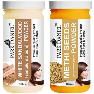                       PARK DANIEL Premium White Sandalwood Powder & Methi Powder Combo Pack of 2 Jars of 100 gms(200 gms) (200 ml)                                              