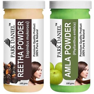                       PARK DANIEL Pure & Natural Reetha Powder & Amla Powder Combo Pack of 2 Bottles of 100 gm (200 gm ) (200 ml)                                              