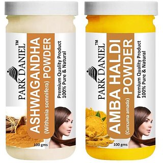                       PARK DANIEL Premium Ashwagandha Powder & Amba Haldi Powder Combo Pack of 2 Jars of 100 gms(200 gms) (200 g)                                              