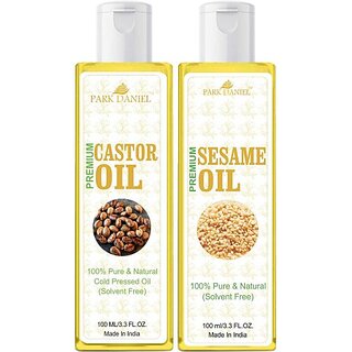 PARK DANIEL Premium Virgin Sesame Oil and Castor oil Combo pack of 2 bottles of 100 ml(200 ml) Hair Oil (200 ml) PARK DANIEL Premium Virgin Sesame Oil and Castor oil Combo pack of 2 bottles of 100 ml(200 ml) Hair Oil (200 ml)