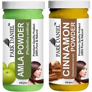                       PARK DANIEL Pure & Natural Amla Powder & Cinnamon Powder Combo Pack of 2 Bottles of 100 gm (200 gm ) (200 g)                                              