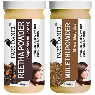                       PARK DANIEL Pure & Natural Reetha Powder & Mulethi Powder Combo Pack of 2 Bottles of 100 gm (200 gm ) (200 ml)                                              