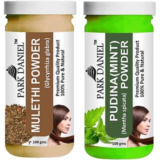                       PARK DANIEL Pure & Natural Mulethi Powder & Pudina(Mint)Powder Combo Pack of 2 Bottles of 100 gm (200 gm ) (200 ml)                                              