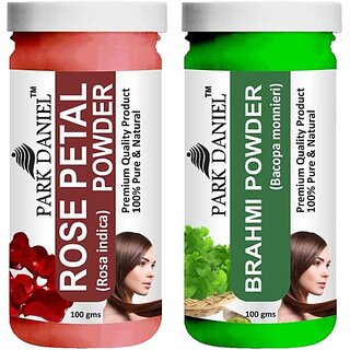                       PARK DANIEL Pure & Natural Rose Petal Powder & Brahmi Powder Combo Pack of 2 Bottles of 100 gm (200 gm ) (200 ml)                                              