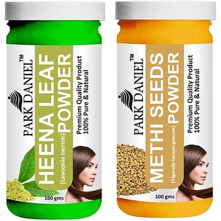                       PARK DANIEL Pure & Natural Henna Leaf Powder & Methi Powder Combo Pack (200 ml)                                              