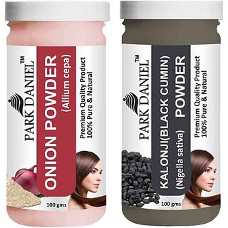                       PARK DANIEL Pure & Natural Onion Powder & Kalonji(Black Cumin) Powder Combo Pack of 2 Bottles of 100 gm (200 gm ) (200 ml)                                              
