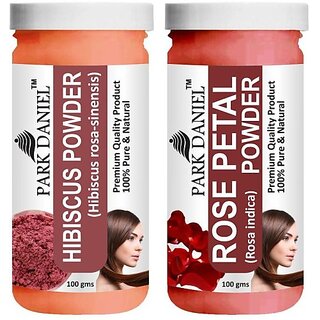                      PARK DANIEL Pure & Natural Hibiscus Powder & Rose Petal Powder Combo Pack (200 ml)                                              