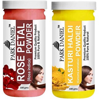 PARK DANIEL Pure & Natural Rose Petal Powder & Kasturi Haldi Powder Combo Pack of 2 Bottles of 100 gm (200 gm ) (200 ml) PARK DANIEL Pure & Natural Rose Petal Powder & Kasturi Haldi Powder Combo Pack of 2 Bottles of 100 gm (200 gm ) (200 ml)