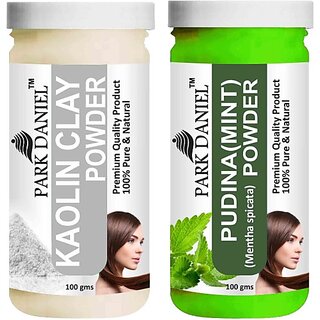                       PARK DANIEL Pure & Natural Kaolin Powder & Pudina(Mint)Powder Combo Pack of 2 Bottles of 100 gm (200 gm ) (200 ml)                                              