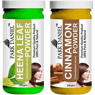                       PARK DANIEL Pure & Natural Henna Leaf Powder & Cinnamon Powder Combo Pack (200 ml)                                              