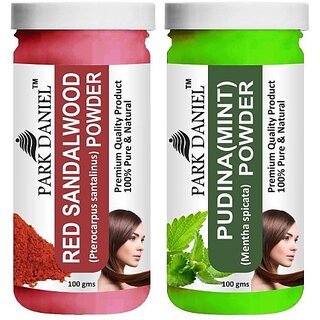                       PARK DANIEL Premium Red Sandalwood Powder & Pudina(Mint)Powder Combo Pack of 2 Jars of 100 gms(200 gms) (200 g)                                              