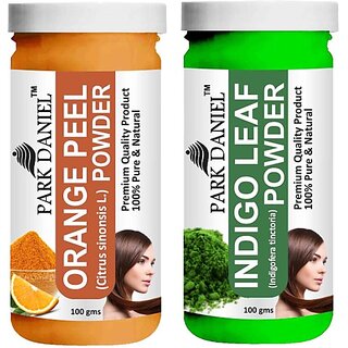                       PARK DANIEL Pure & Natural Orange Powder & Indigo Leaf Powder Combo Pack of 2 Bottles of 100 gm (200 gm ) (200 ml)                                              