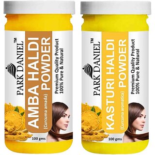                       PARK DANIEL Pure & Natural Amba Haldi Powder & Kasturi Haldi Powder Combo Pack of 2 Bottles of 100 gm (200 gm ) (200 g)                                              