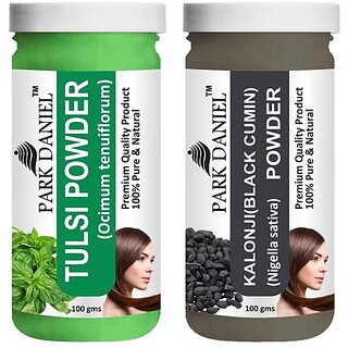                       PARK DANIEL Pure & Natural Tulsi Powder & Kalonji(Black Cumin) Powder Combo Pack of 2 Bottles of 100 gm (200 gm ) (200 ml)                                              