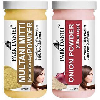                       PARK DANIEL Pure & Natural Multani Mitti Powder & Onion Powder Combo Pack of 2 Bottles of 100 gm (200 gm ) (200 ml)                                              