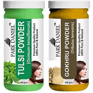                       PARK DANIEL Pure & Natural Tulsi Powder & Gokhru Powder Combo Pack (200 ml)                                              