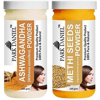                       PARK DANIEL Premium Ashwagandha Powder & Methi Powder Combo Pack of 2 Jars of 100 gms(200 gms) (200 g)                                              