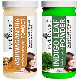 PARK DANIEL Premium Ashwagandha Powder & Indigo Leaf Powder Combo Pack of 2 Jars of 100 gms(200 gms) (200 g) PARK DANIEL Premium Ashwagandha Powder & Indigo Leaf Powder Combo Pack of 2 Jars of 100 gms(200 gms) (200 g)