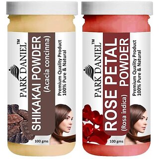                       PARK DANIEL Pure & Natural Shikakai Powder & Rose Petal Powder Combo Pack of 2 Bottles of 100 gm (200 gm ) (200 ml)                                              