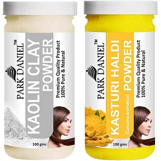                       PARK DANIEL Pure & Natural Kaolin Powder & Kasturi Haldi Powder Combo Pack of 2 Bottles of 100 gm (200 gm ) (200 ml)                                              