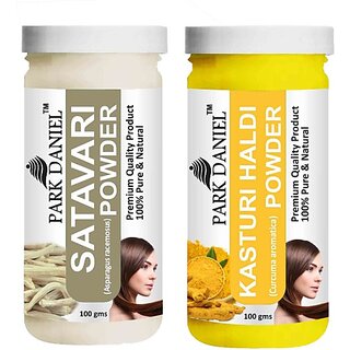                       PARK DANIEL Pure & Natural Satavari Powder & Kasturi Haldi Powder Combo Pack of 2 Bottles of 100 gm (200 gm ) (200 ml)                                              