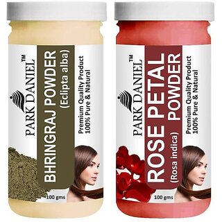                       PARK DANIEL Pure & Natural Bhringraj Powder & Rose Petal Powder Combo Pack (200 ml)                                              