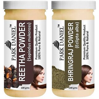 PARK DANIEL Pure & Natural Reetha Powder & Bhringraj Powder Combo Pack of 2 Bottles of 100 gm (200 gm ) (200 ml) PARK DANIEL Pure & Natural Reetha Powder & Bhringraj Powder Combo Pack of 2 Bottles of 100 gm (200 gm ) (200 ml)