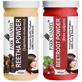                       PARK DANIEL Pure & Natural Reetha Powder & Beetroot Powder Combo Pack of 2 Bottles of 100 gm (200 gm ) (200 ml)                                              