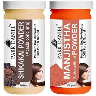                       PARK DANIEL Pure & Natural Shikakai Powder & Manjistha Leaf Powder Combo Pack of 2 Bottles of 100 gm (200 gm ) (200 ml)                                              