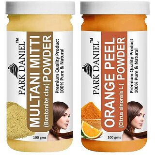                       PARK DANIEL Pure & Natural Multani Mitti Powder & Orange Peel Powder Combo Pack of 2 Bottles of 100 gm (200 gm ) (200 ml)                                              