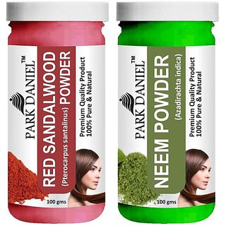 PARK DANIEL Premium Red Sandalwood Powder & Neem Powder Combo Pack of 2 Jars of 100 gms(200 gms) (200 g) PARK DANIEL Premium Red Sandalwood Powder & Neem Powder Combo Pack of 2 Jars of 100 gms(200 gms) (200 g)