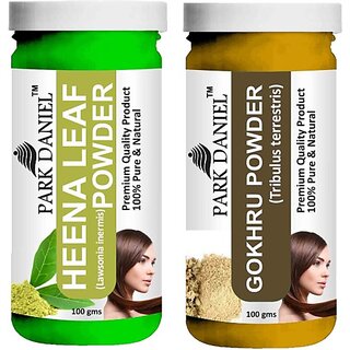 PARK DANIEL Pure & Natural Henna Leaf Powder & Gokhru Powder Combo Pack (200 ml) PARK DANIEL Pure & Natural Henna Leaf Powder & Gokhru Powder Combo Pack (200 ml)