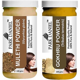 PARK DANIEL Pure & Natural Mulethi Powder & Gokhru Powder Combo Pack of 2 Bottles of 100 gm (200 gm ) (200 ml) PARK DANIEL Pure & Natural Mulethi Powder & Gokhru Powder Combo Pack of 2 Bottles of 100 gm (200 gm ) (200 ml)