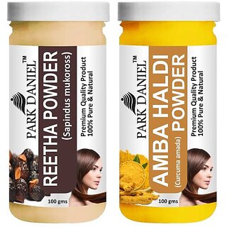 PARK DANIEL Pure & Natural Reetha Powder & Amba Haldi Powder Combo Pack of 2 Bottles of 100 gm (200 gm ) (200 g) PARK DANIEL Pure & Natural Reetha Powder & Amba Haldi Powder Combo Pack of 2 Bottles of 100 gm (200 gm ) (200 g)