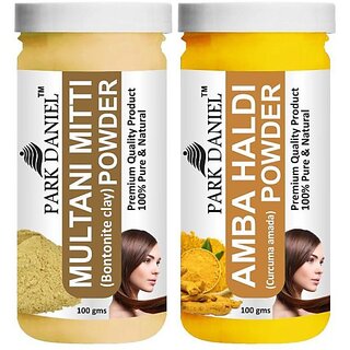 PARK DANIEL Pure & Natural Multani Mitti Powder & Amba Haldi Powder Combo Pack of 2 Bottles of 100 gm (200 gm ) (200 ml) PARK DANIEL Pure & Natural Multani Mitti Powder & Amba Haldi Powder Combo Pack of 2 Bottles of 100 gm (200 gm ) (200 ml)