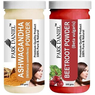                       PARK DANIEL Premium Ashwagandha Powder & Beetroot Powder Combo Pack of 2 Jars of 100 gms(200 gms) (200 g)                                              