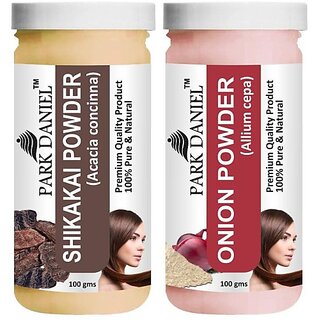                       PARK DANIEL Pure & Natural Shikakai Powder & Onion Powder Combo Pack of 2 Bottles of 100 gm (200 gm ) (200 ml)                                              