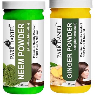                       PARK DANIEL Pure & Natural Neem Powder & Ginger Powder Combo Pack of 2 Bottles of 100 gm (200 gm ) (200 ml)                                              